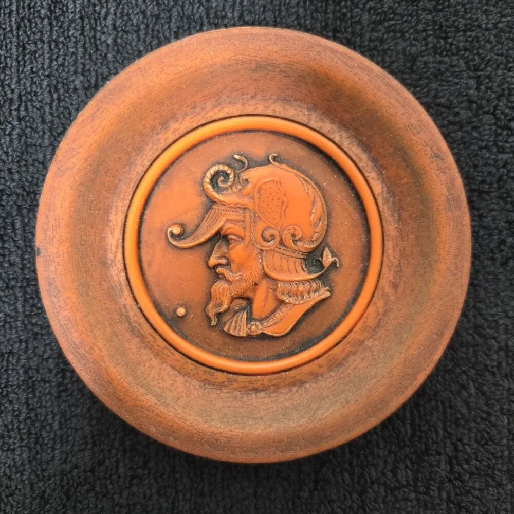Vintage Mid-Century Greek Roman Mythological Faux Wood Coasters-Set of 6 Unique